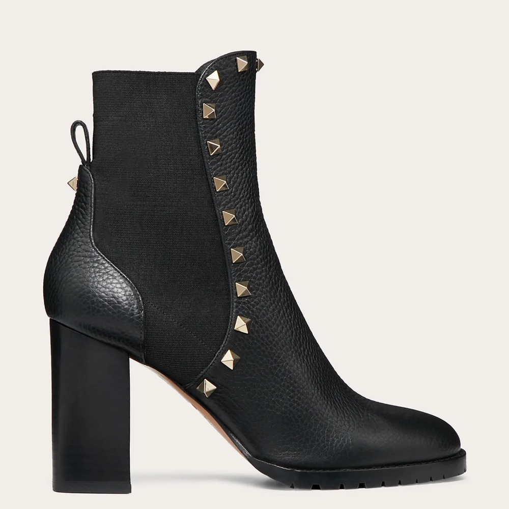 NEW Valentino Garavani Rockstud Grainy Calfskin Ankle Boot 80 MM Size 9/39